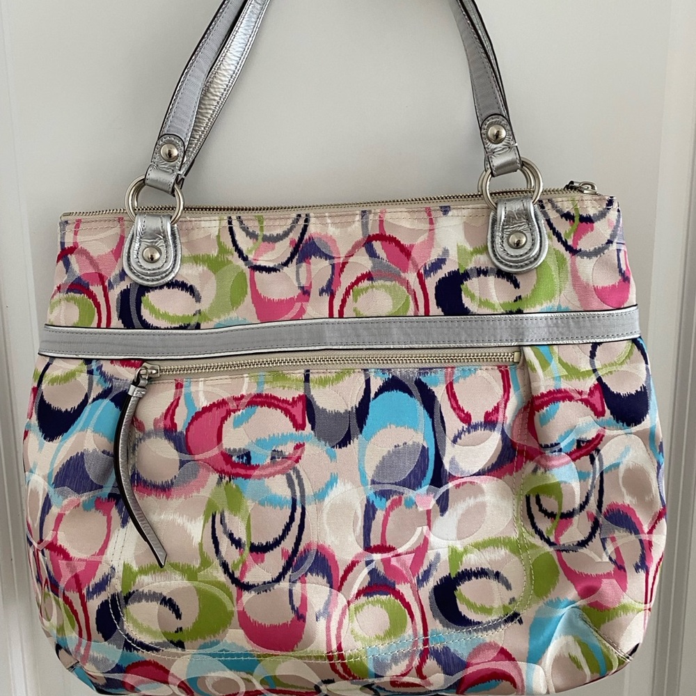 Coach Poppy Ikat Multicolor Signature Purse